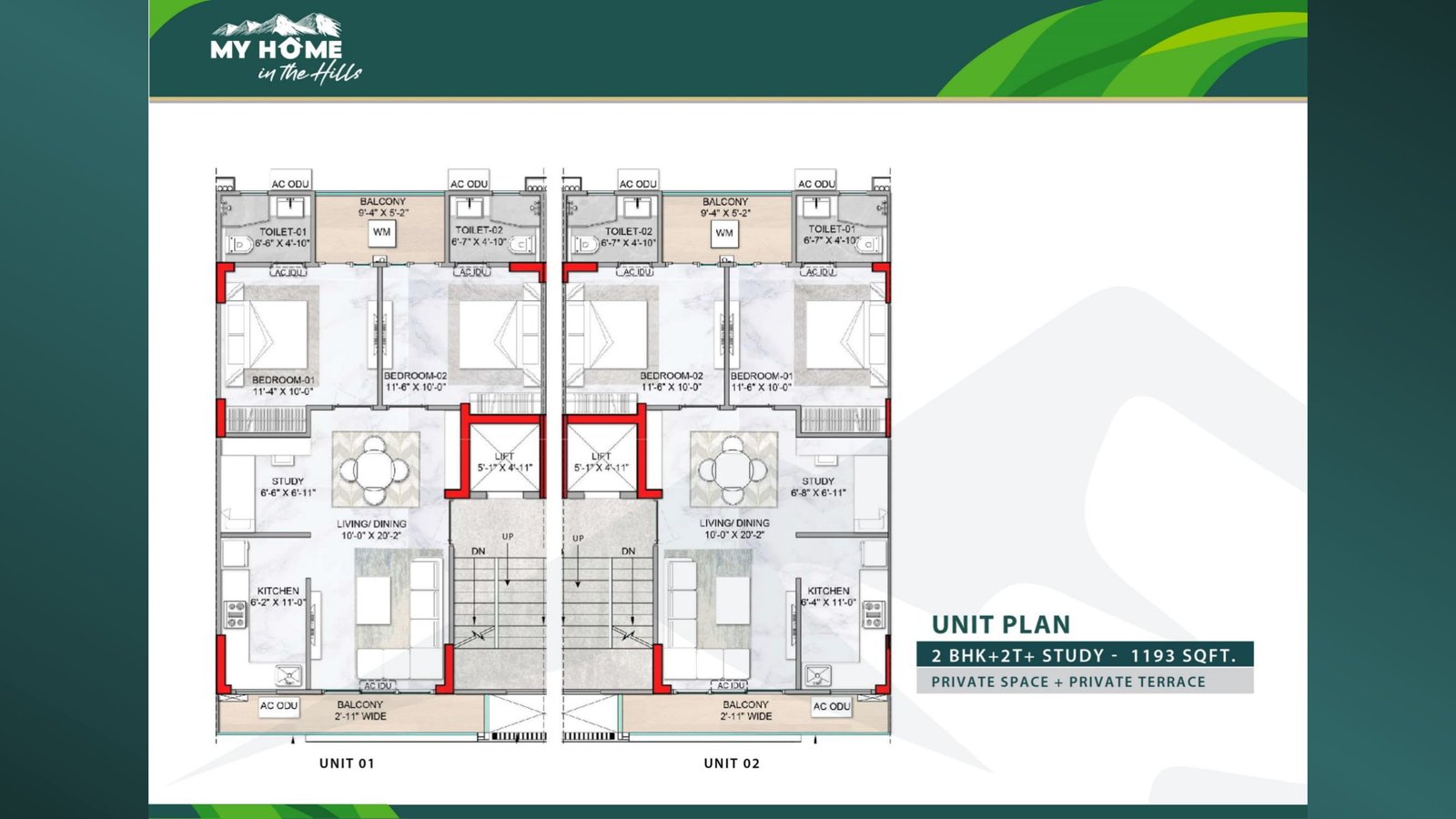 M3M Antalya Hills 2.5 BHK 1193 sqft Floor Plan