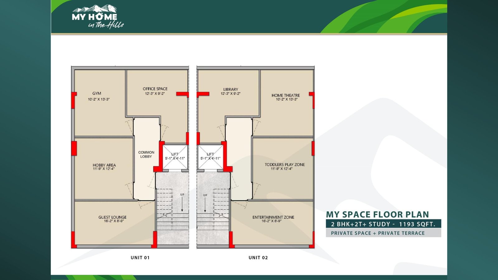 M3M Antalya Hills 2.5 BHK 1193 sqft Floor Plan 3