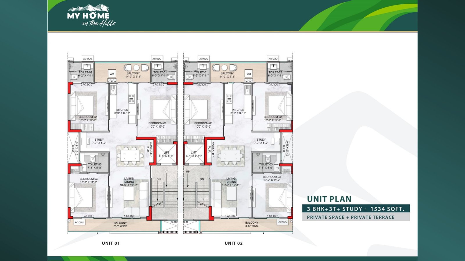 M3M Antalya Hills 3.5 BHK 1534 sqft Floor Plan