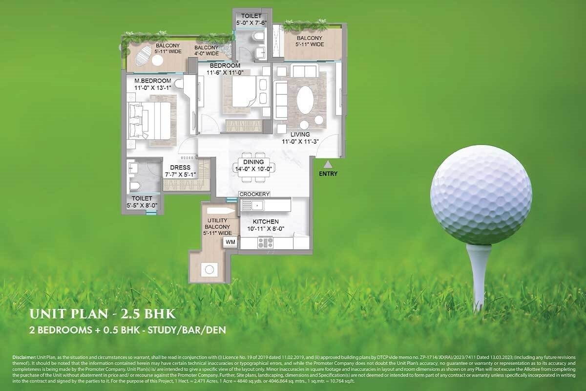 M3M Golf Hills 2.5 BHK 1420 Sq.Ft.