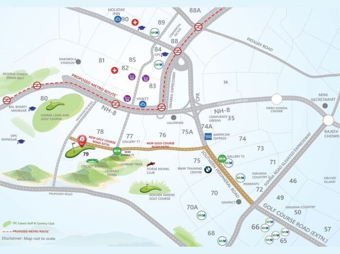M3M Golf Hills Location Map