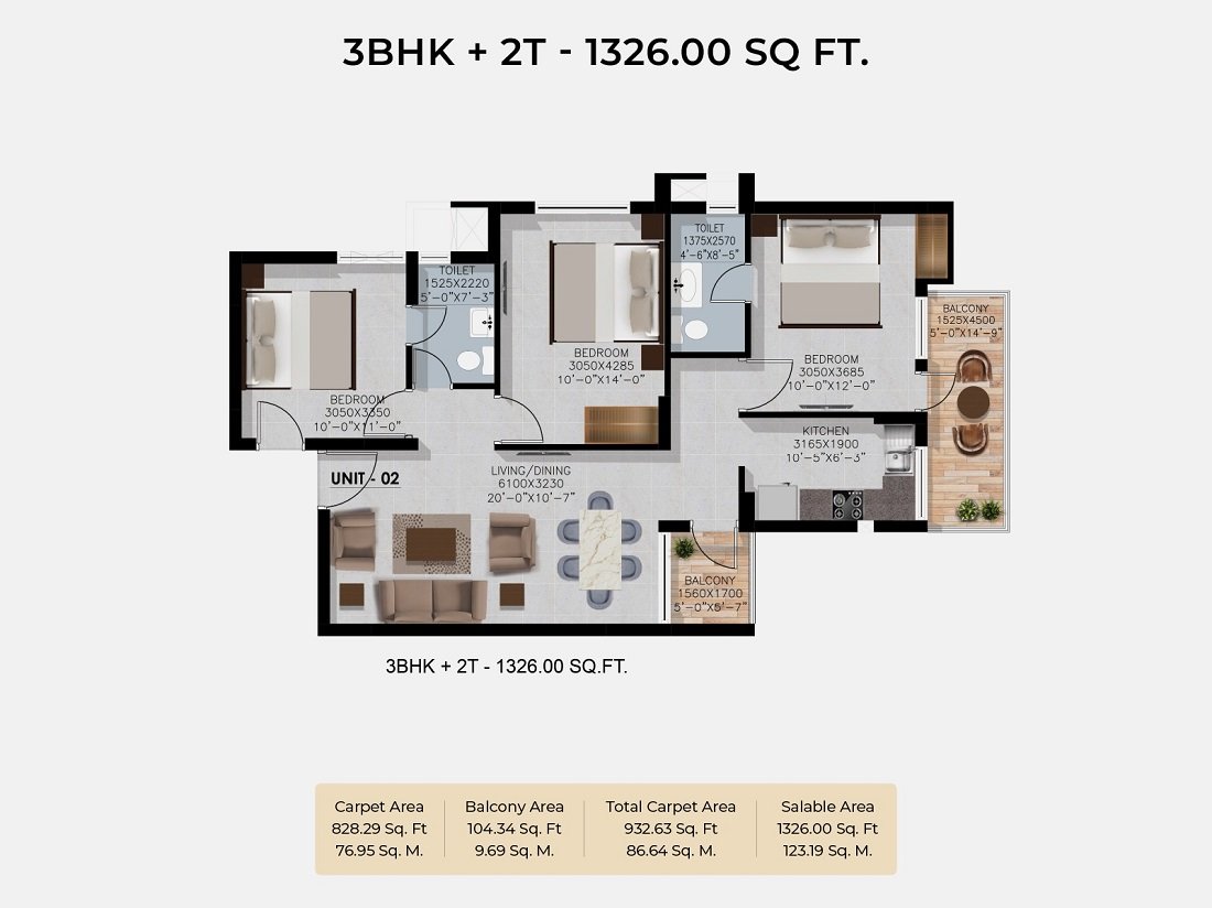 Rising Homes at DXP 92 1326-SQ-FT Floor Plan