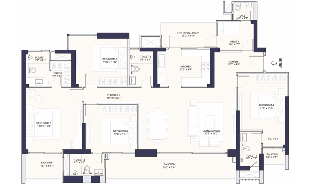 Conscient Parq 4BHK-UT Floor Plan