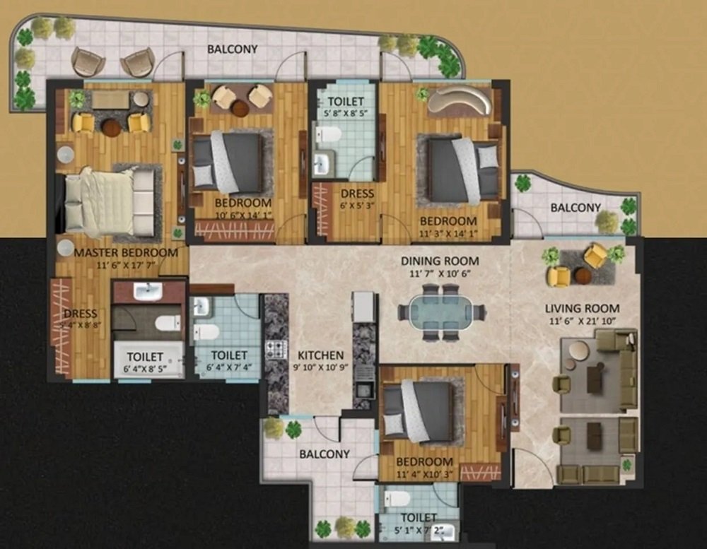Oxirich Chintamanis 4BHK Floor Plan