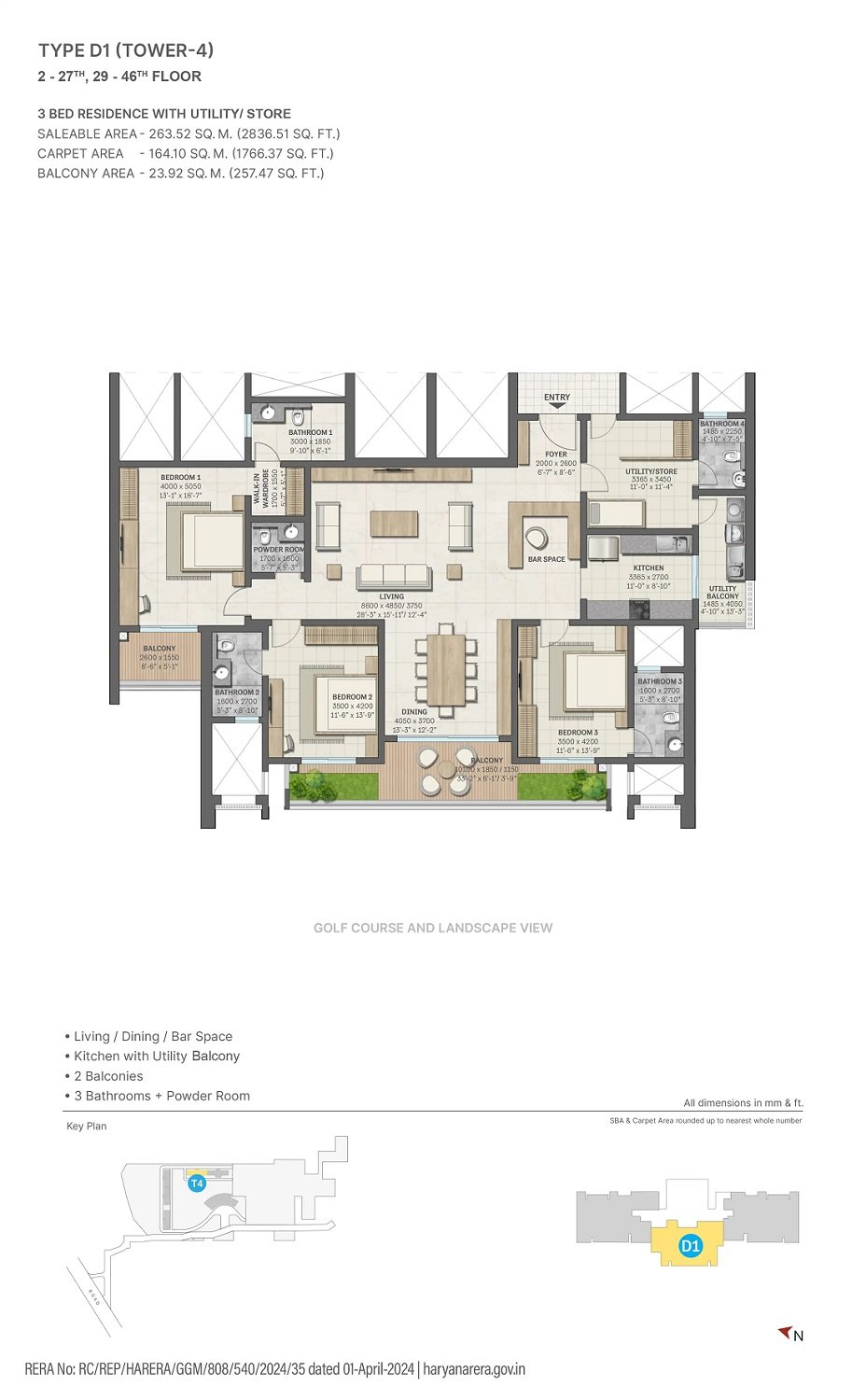 Sobha Aranya 3BHK Floor Plan