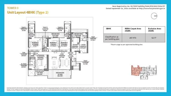 Godrej Miraya 4BHK Type 2 Floor Plan