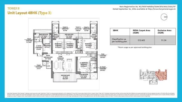 Godrej Miraya 4BHK Type 3 Floor Plan