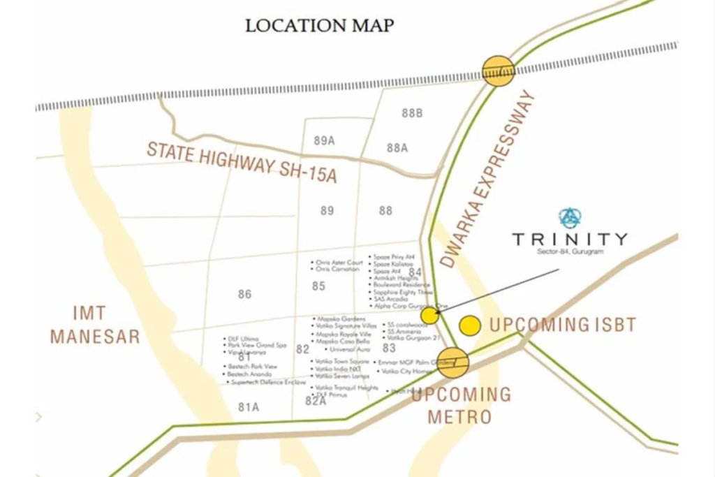 Trinity Sector 88B Gurgaon Location Map